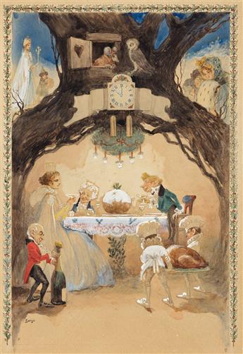 SERGE (19th century) Christmas Pudding Dinner. [HOLIDAYS]